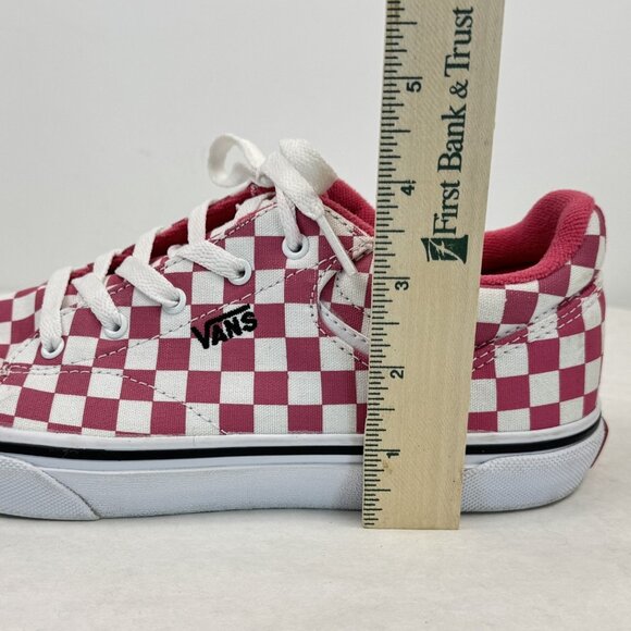 Vans Off The Wall Womens Sz 6 Low Top Sneakers Pink White Checkered Lace Up Shoe - Picture 11 of 13